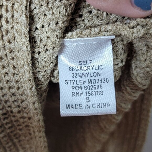 Mable Small Tan‎ Mock Neck Knit Sleeveless Long Padded Shoulder Dress - Picture 5 of 5